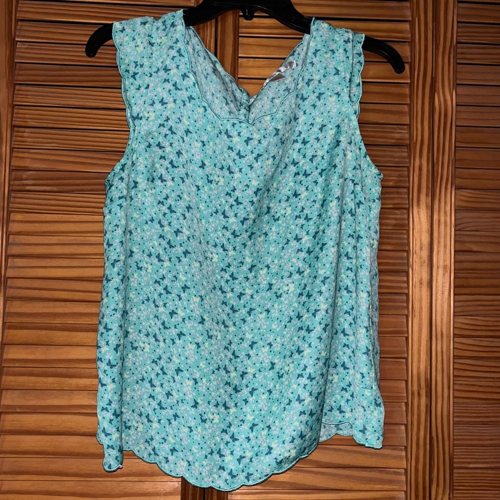 LC Lauren Conrad Butterfly Print Sleeveless Top‎ Size Medium